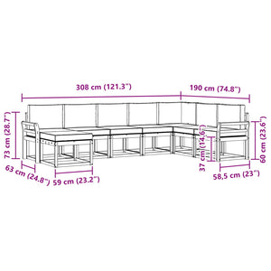 Σειρά Καναπέ Εξωτερικού με μαξιλάρι 8 pcs Φυσικό και Κρέμα - Pakobazaar