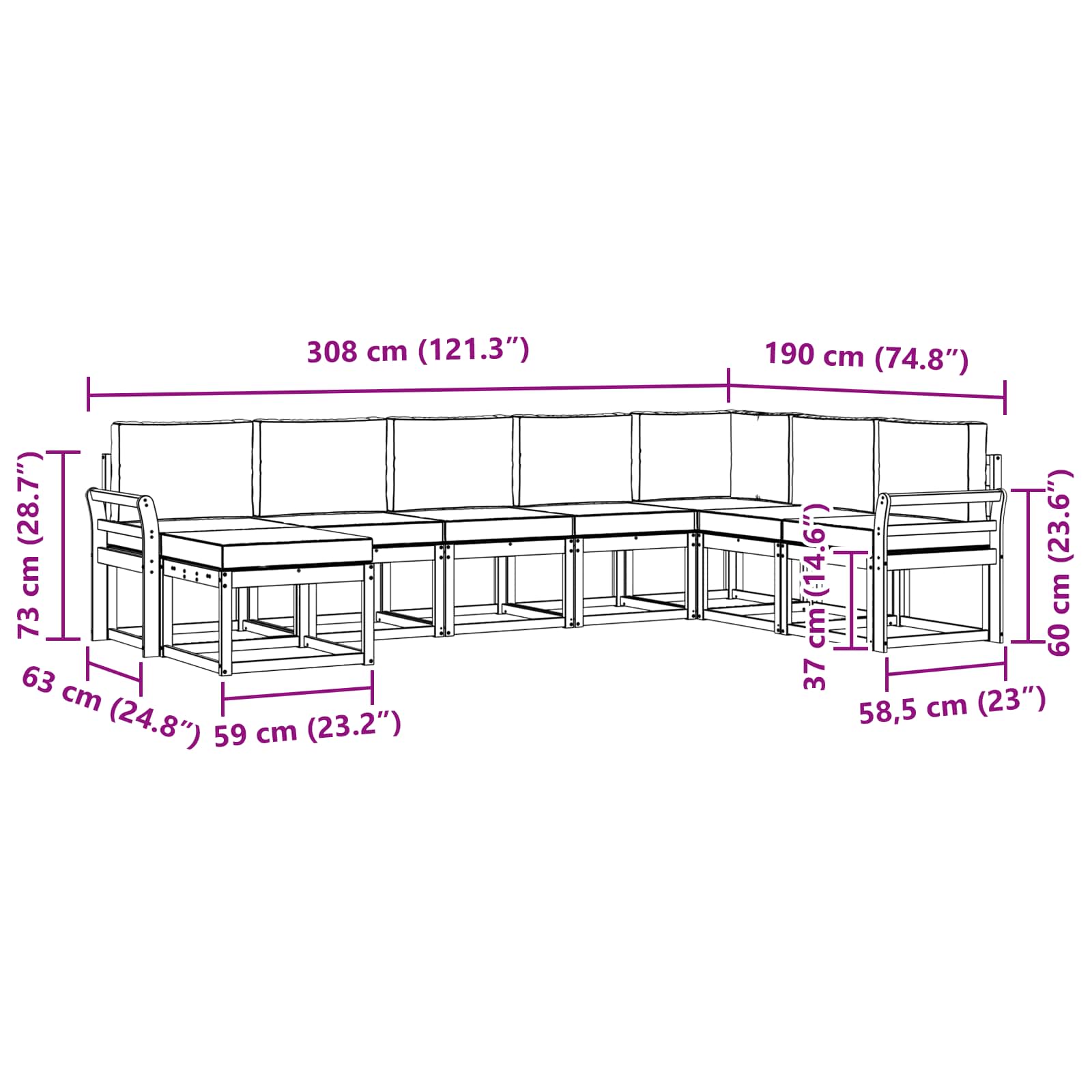 Σειρά Καναπέ Εξωτερικού 8 pcs Φυσικό και Ανοιχτό Γκρι - Pakobazaar