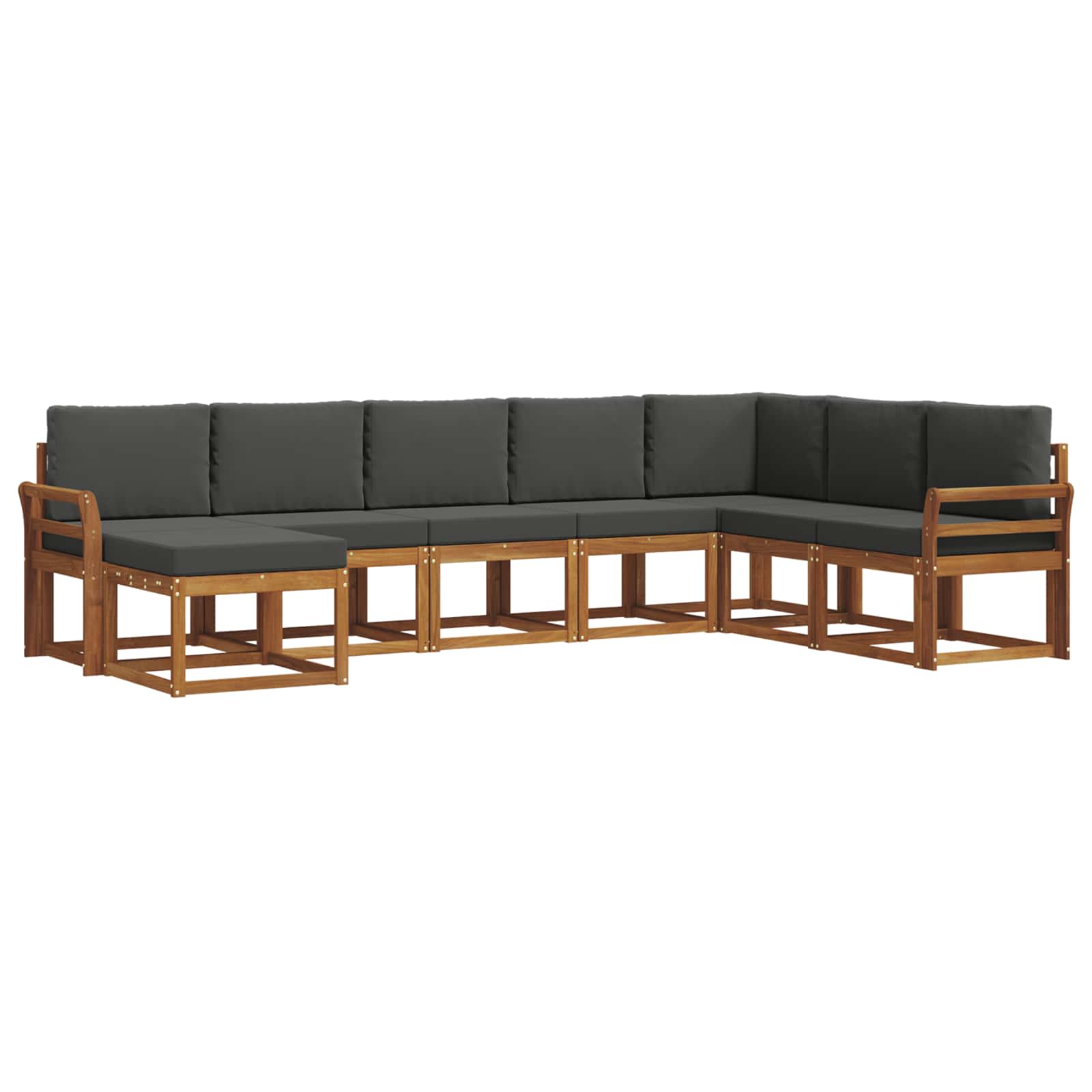 Σειρά Καναπέ Εξωτερικού με μαξιλάρι 8 pcs Φυσικό και Ανθρακί - Pakobazaar