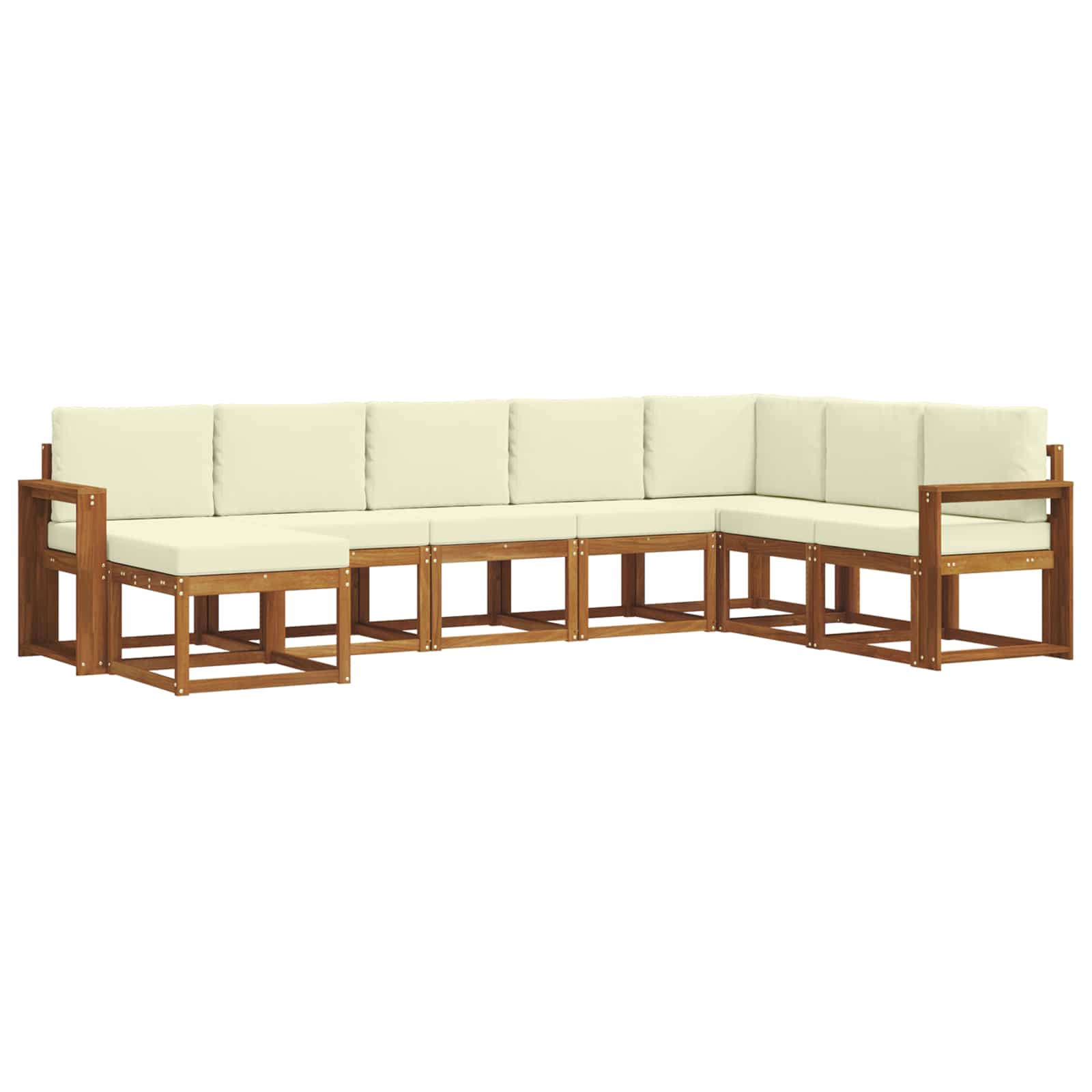 Σειρά Καναπέ Εξωτερικού με μαξιλάρι 8 pcs Φυσικό και Κρέμα - Pakobazaar