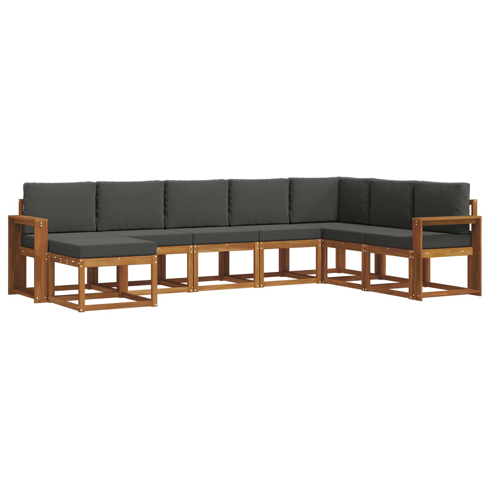Σειρά Καναπέ Εξωτερικού με μαξιλάρι 8 pcs Φυσικό και Ανθρακί - Pakobazaar