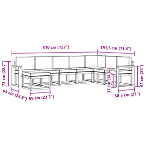 Σειρά Καναπέ Εξωτερικού με μαξιλάρι 8 pcs Φυσικό και Ανθρακί - Pakobazaar