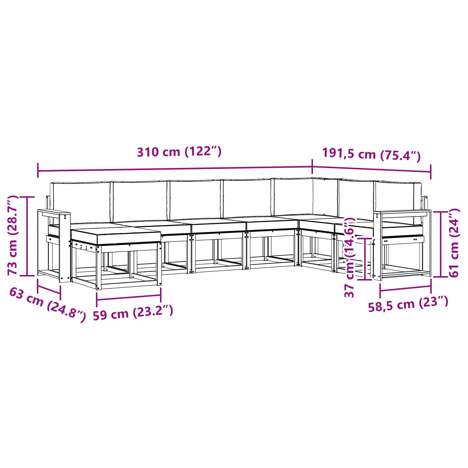 Σειρά Καναπέ Εξωτερικού με μαξιλάρι 8 pcs Φυσικό και Μπεζ - Pakobazaar