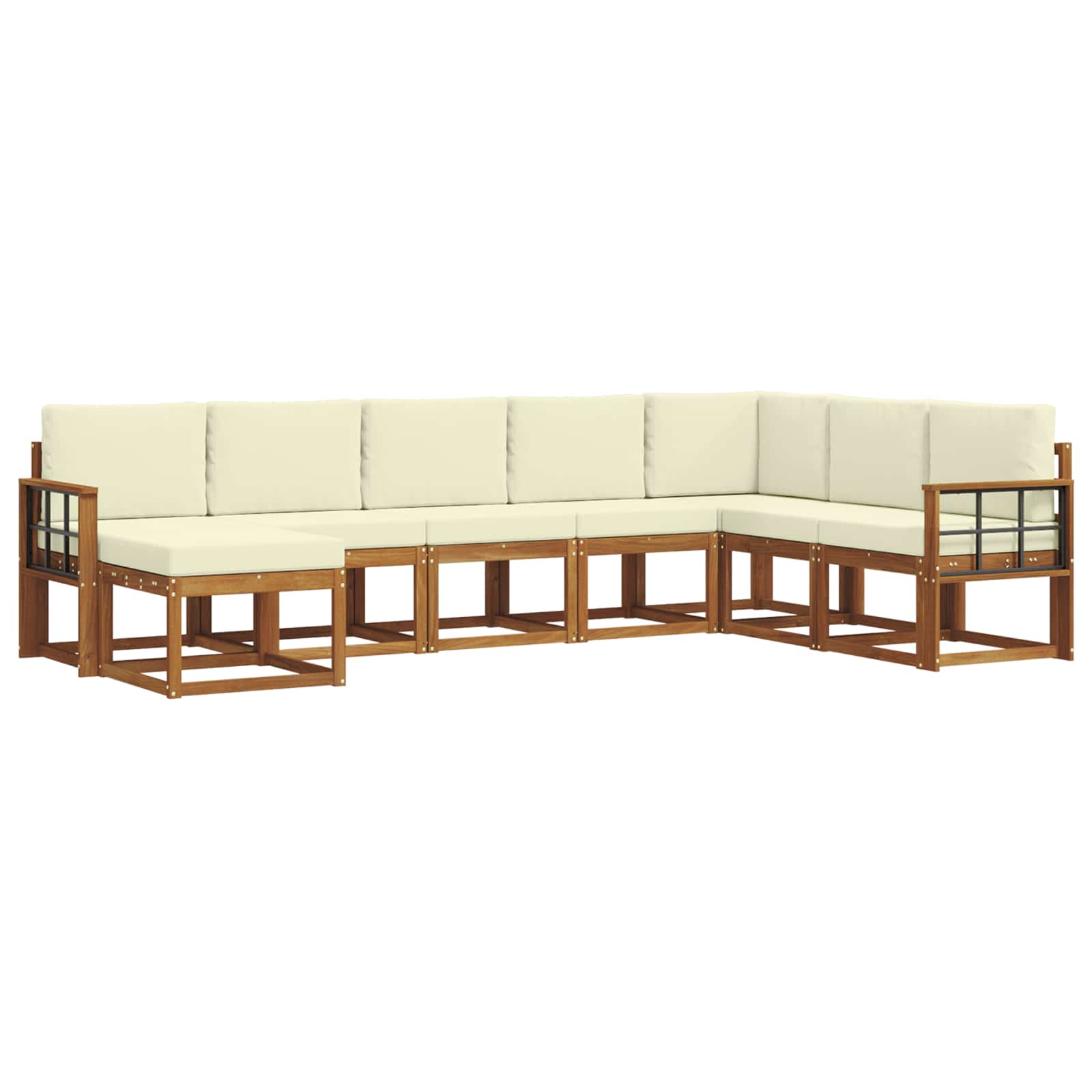 Σειρά Καναπέ Εξωτερικού με μαξιλάρι 8 pcs Φυσικό και Κρέμα - Pakobazaar