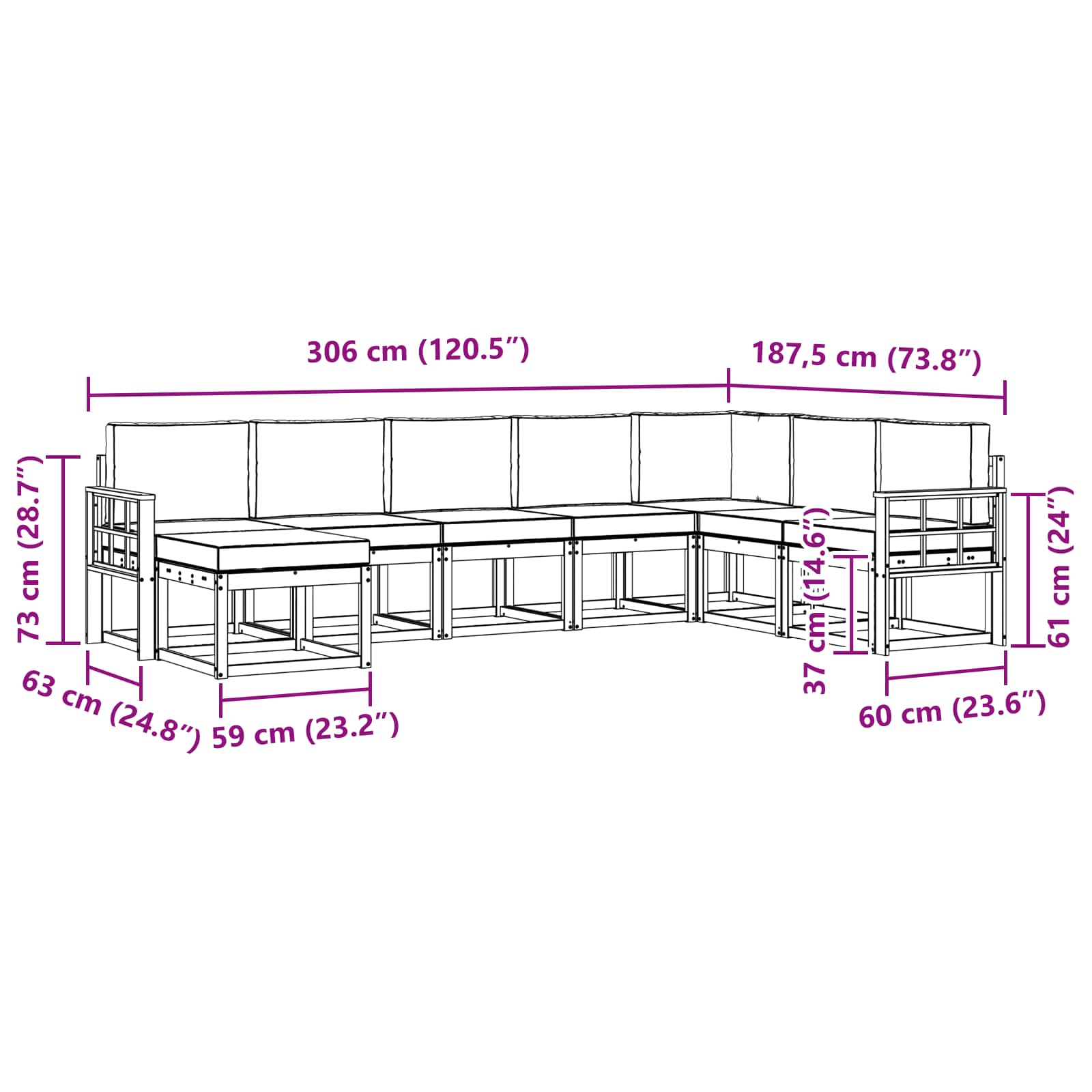 Σειρά Καναπέ Εξωτερικού με μαξιλάρι 8 pcs Φυσικό και Κρέμα - Pakobazaar