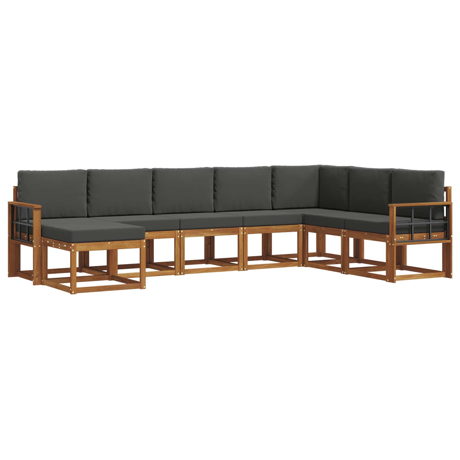 Σειρά Καναπέ Εξωτερικού με μαξιλάρι 8 pcs Φυσικό και Ανθρακί - Pakobazaar