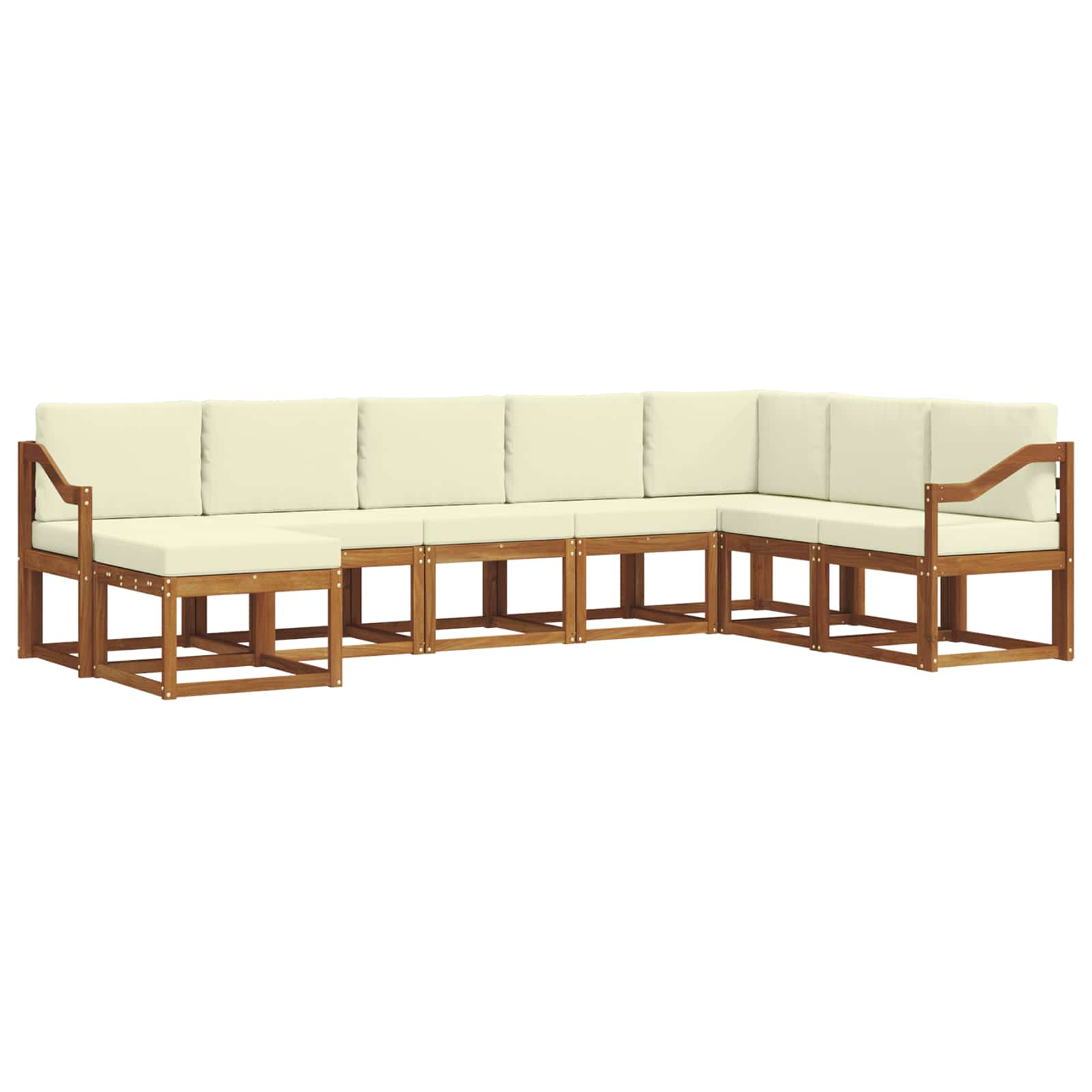 Σειρά Καναπέ Εξωτερικού με μαξιλάρι 8 pcs Φυσικό και Κρέμα - Pakobazaar
