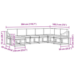 Σειρά Καναπέ Εξωτερικού με μαξιλάρι 8 pcs Φυσικό και Κρέμα - Pakobazaar