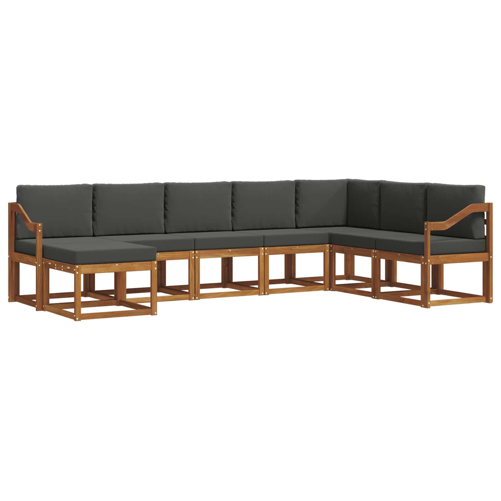 Σειρά Καναπέ Εξωτερικού με μαξιλάρι 8 pcs Φυσικό και Ανθρακί - Pakobazaar