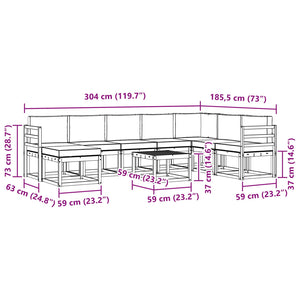 Σειρά Καναπέ Εξωτερικού με μαξιλάρι 9 pcs Φυσικό και Μπεζ - Pakobazaar