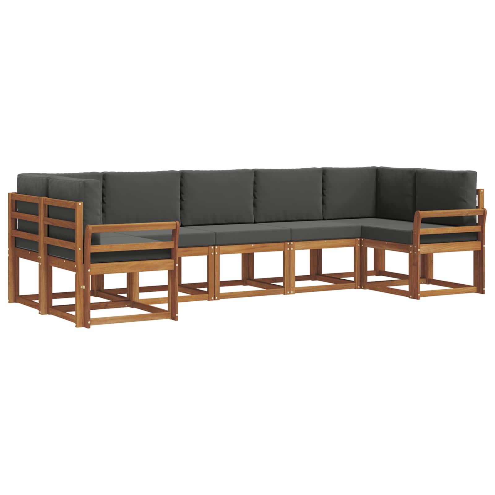 Σειρά Καναπέ Εξωτερικού με μαξιλάρι 7 pcs Φυσικό και Ανθρακί - Pakobazaar