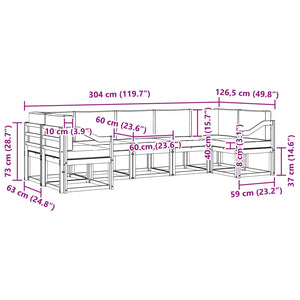 Σειρά Καναπέ Εξωτερικού με μαξιλάρι 7 pcs Φυσικό και Κρέμα - Pakobazaar