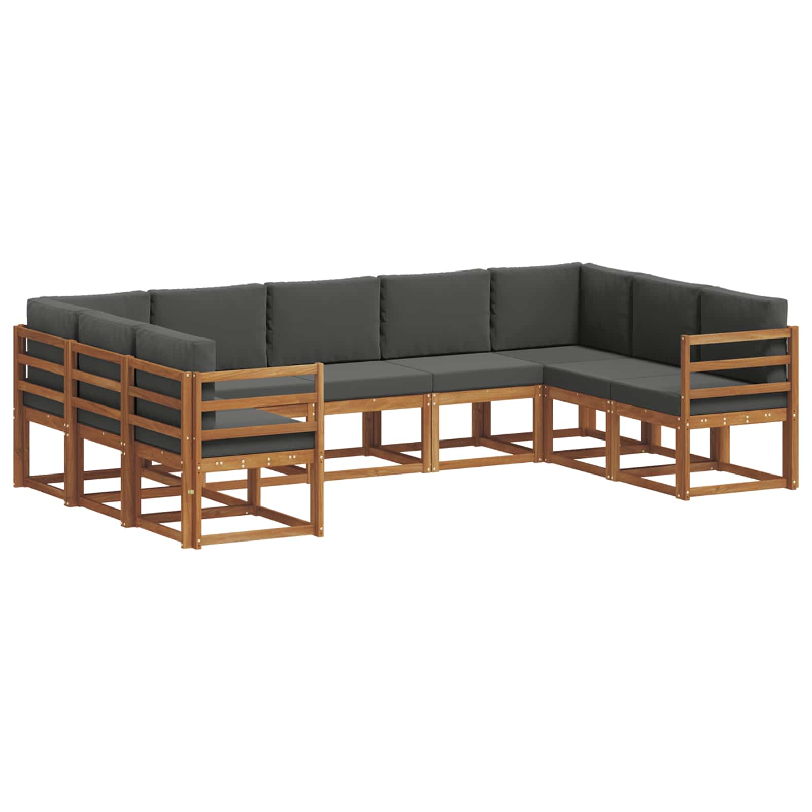 Σειρά Καναπέ Εξωτερικού με μαξιλάρι 9 pcs Φυσικό και Ανθρακί - Pakobazaar