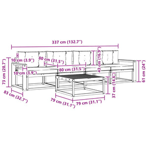 Σειρά Καναπέ Εξωτερικού με μαξιλάρι 5 pcs Φυσικό και Μπεζ - Pakobazaar