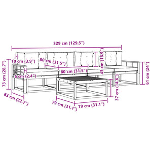 Σειρά Καναπέ Εξωτερικού με μαξιλάρι 5 pcs Φυσικό και Μπεζ - Pakobazaar