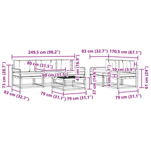 Σειρά Καναπέ Εξωτερικού με μαξιλάρι 6 pcs Φυσικό και Κρέμα - Pakobazaar