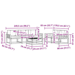 Σειρά Καναπέ Εξωτερικού με μαξιλάρι 6 pcs Φυσικό και Ανθρακί - Pakobazaar