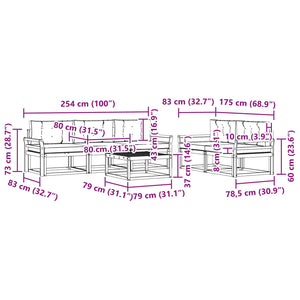 Σειρά Καναπέ Εξωτερικού με μαξιλάρι 6 pcs Φυσικό και Ανθρακί - Pakobazaar