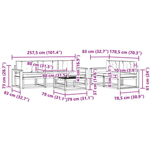 Σειρά Καναπέ Εξωτερικού με μαξιλάρι 6 pcs Φυσικό και Ανθρακί - Pakobazaar