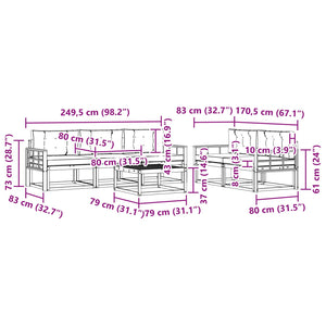 Σειρά Καναπέ Εξωτερικού με μαξιλάρι 6 pcs Φυσικό και Ανθρακί - Pakobazaar