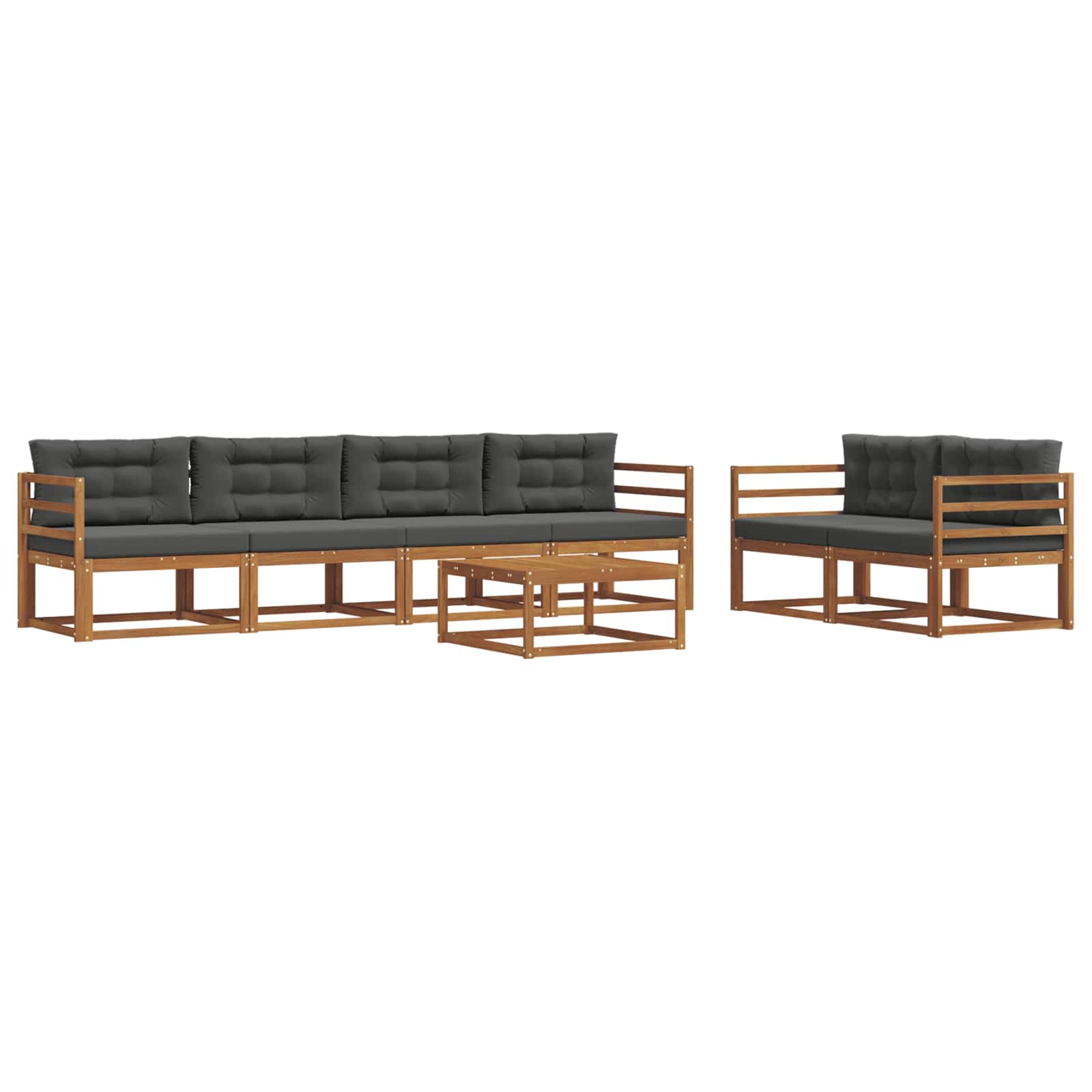 Σειρά Καναπέ Εξωτερικού με μαξιλάρι 7 pcs Φυσικό και Ανθρακί - Pakobazaar