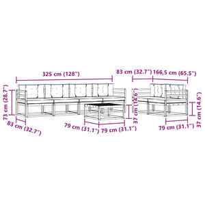 Σειρά Καναπέ Εξωτερικού με μαξιλάρι 7 pcs Φυσικό και Μπεζ - Pakobazaar