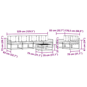 Σειρά Καναπέ Εξωτερικού με μαξιλάρι 7 pcs Φυσικό και Μπεζ - Pakobazaar