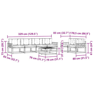 Σειρά Καναπέ Εξωτερικού με μαξιλάρι 7 pcs Φυσικό και Μπεζ - Pakobazaar