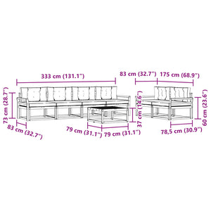 Σειρά Καναπέ Εξωτερικού 7 pcs Φυσικό και Ανοιχτό Γκρι - Pakobazaar
