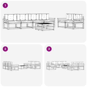 Σειρά Καναπέ Εξωτερικού 7 pcs Φυσικό και Ανοιχτό Γκρι - Pakobazaar