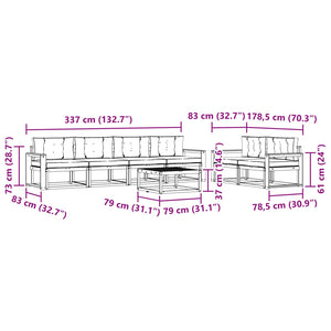 Σειρά Καναπέ Εξωτερικού 7 pcs Φυσικό και Ανοιχτό Γκρι - Pakobazaar