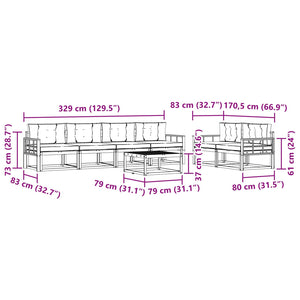 Σειρά Καναπέ Εξωτερικού με μαξιλάρι 7 pcs Φυσικό και Μπεζ - Pakobazaar