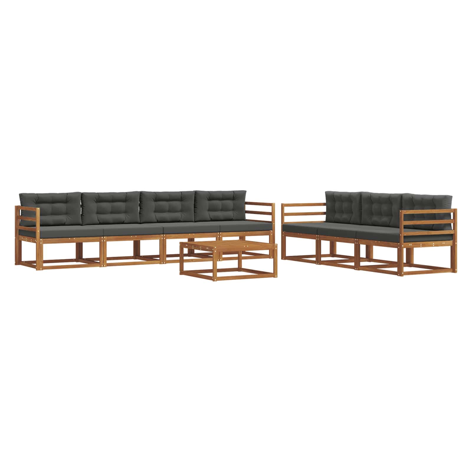 Σειρά Καναπέ Εξωτερικού με μαξιλάρι 8 pcs Φυσικό και Ανθρακί - Pakobazaar
