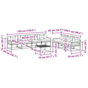 Σειρά Καναπέ Εξωτερικού με μαξιλάρι 8 pcs Φυσικό και Ανθρακί - Pakobazaar
