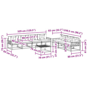 Σειρά Καναπέ Εξωτερικού με μαξιλάρι 8 pcs Φυσικό και Κρέμα - Pakobazaar