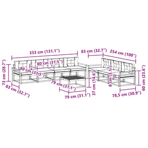 Σειρά Καναπέ Εξωτερικού με μαξιλάρι 8 pcs Φυσικό και Κρέμα - Pakobazaar