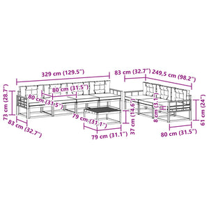 Σειρά Καναπέ Εξωτερικού με μαξιλάρι 8 pcs Φυσικό και Ανθρακί - Pakobazaar