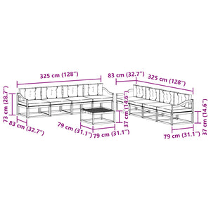 Σειρά Καναπέ Εξωτερικού με μαξιλάρι 9 pcs Φυσικό και Μπεζ - Pakobazaar