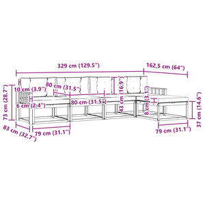 Σειρά Καναπέ Εξωτερικού με μαξιλάρι 5 pcs Φυσικό και Ανθρακί - Pakobazaar