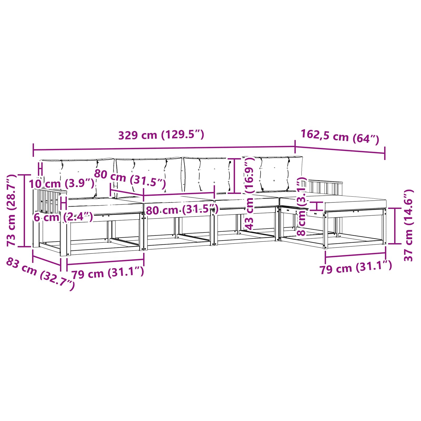 Σειρά Καναπέ Εξωτερικού με μαξιλάρι 5 pcs Φυσικό και Μπεζ - Pakobazaar
