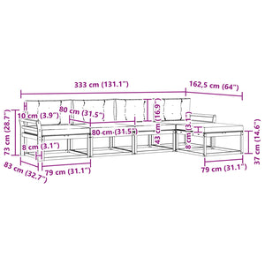 Σειρά Καναπέ Εξωτερικού με μαξιλάρι 5 pcs Φυσικό και Κρέμα - Pakobazaar