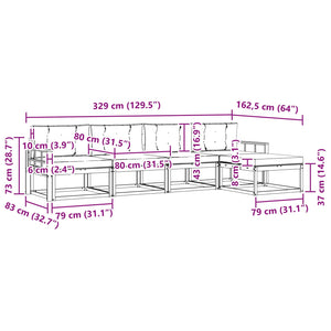 Σειρά Καναπέ Εξωτερικού με μαξιλάρι 5 pcs Φυσικό και Ανθρακί - Pakobazaar