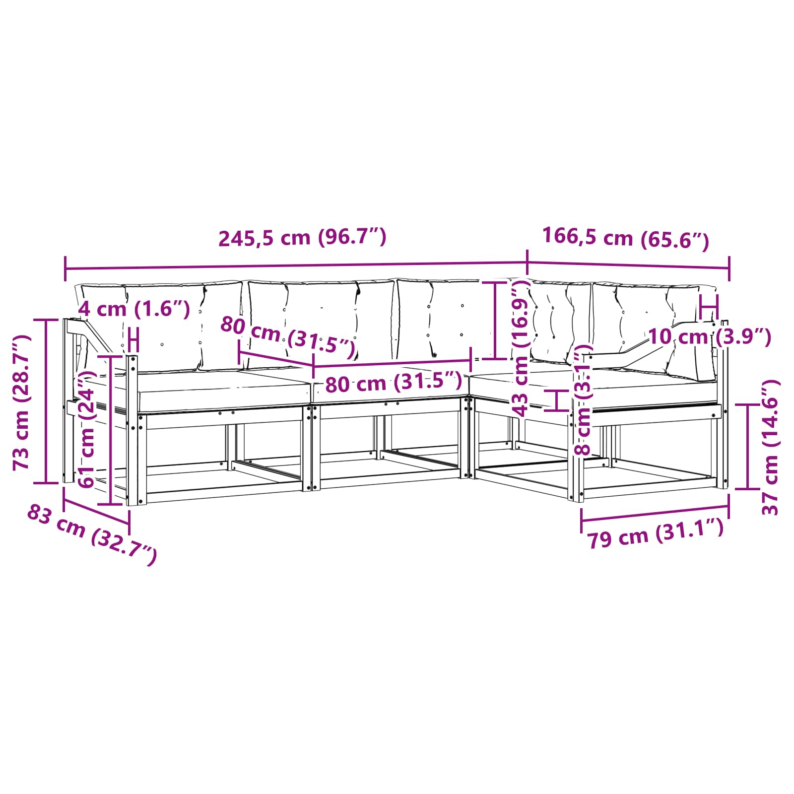 Σειρά Καναπέ Εξωτερικού με μαξιλάρι 4 pcs Φυσικό και Κρέμα - Pakobazaar