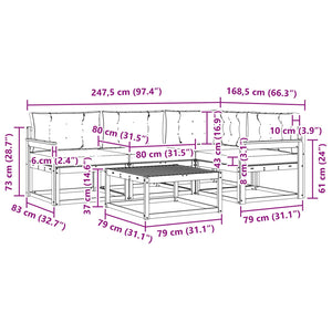 Σειρά Καναπέ Εξωτερικού με μαξιλάρι 5 pcs Φυσικό και Κρέμα - Pakobazaar