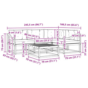 Σειρά Καναπέ Εξωτερικού με μαξιλάρι 5 pcs Φυσικό και Ανθρακί - Pakobazaar