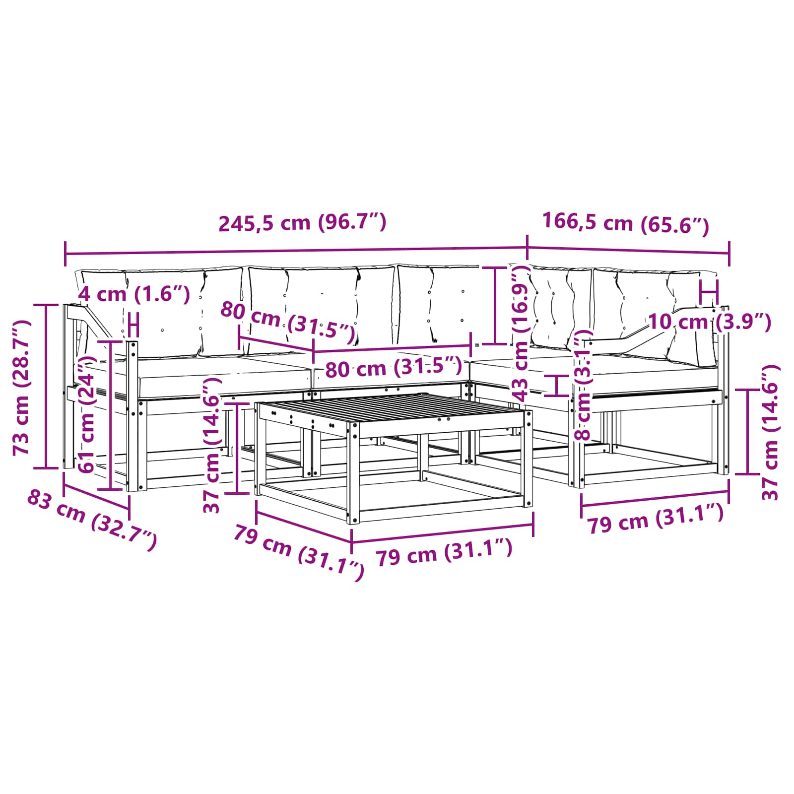Σειρά Καναπέ Εξωτερικού με μαξιλάρι 5 pcs Φυσικό και Μπεζ - Pakobazaar