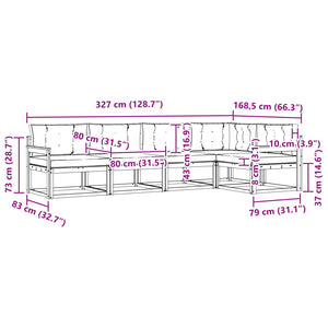 Σειρά Καναπέ Εξωτερικού με μαξιλάρι 5 pcs Φυσικό και Κρέμα - Pakobazaar