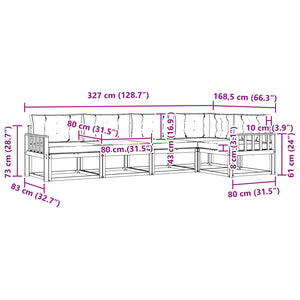 Σειρά Καναπέ Εξωτερικού με μαξιλάρι 5 pcs Φυσικό και Μπεζ - Pakobazaar