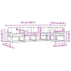 Σειρά Καναπέ Εξωτερικού με μαξιλάρι 5 pcs Φυσικό και Κρέμα - Pakobazaar