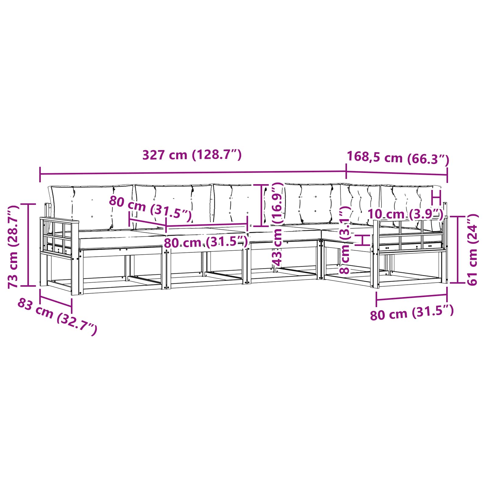 Σειρά Καναπέ Εξωτερικού με μαξιλάρι 5 pcs Φυσικό και Μπεζ - Pakobazaar